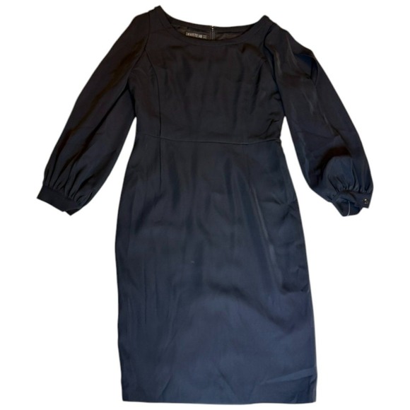 Lafayette 148 New York Black Sheath Dress Long Sleeve Cut Out Detail Size S - Picture 8 of 9